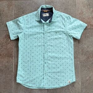 Free Planet Mint Green Short Sleeve Polo Men's Shirt Size Medium